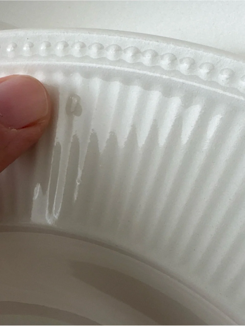 Set of 4 Wedgwood Windsor 9” Rimmed Soup Salad Pasta Bowls Ivory Ribs & Dots